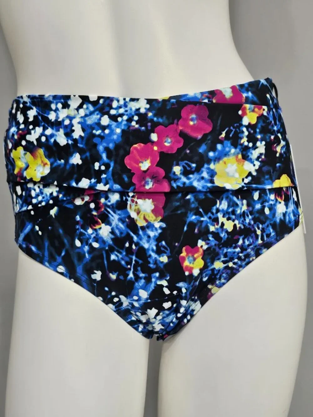 Calvin Klein Printed High-Waist Draped-Front Tummy-Control Swim Bottoms